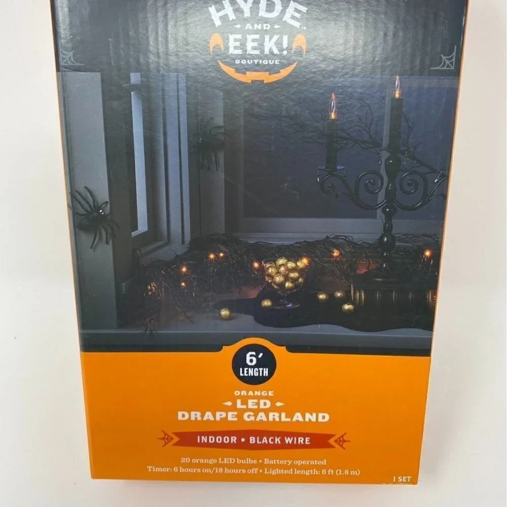 Target Hyde & EEK! Boutique™ 6' LED Blk Glitter Garland Orange String Lights